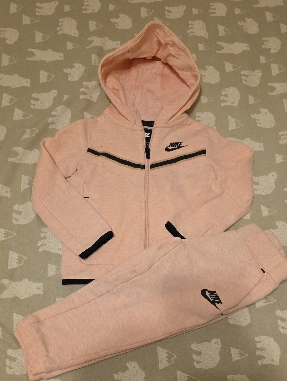 Nike Girls Light Pink Hooded Tech Fleece & Joggers Set